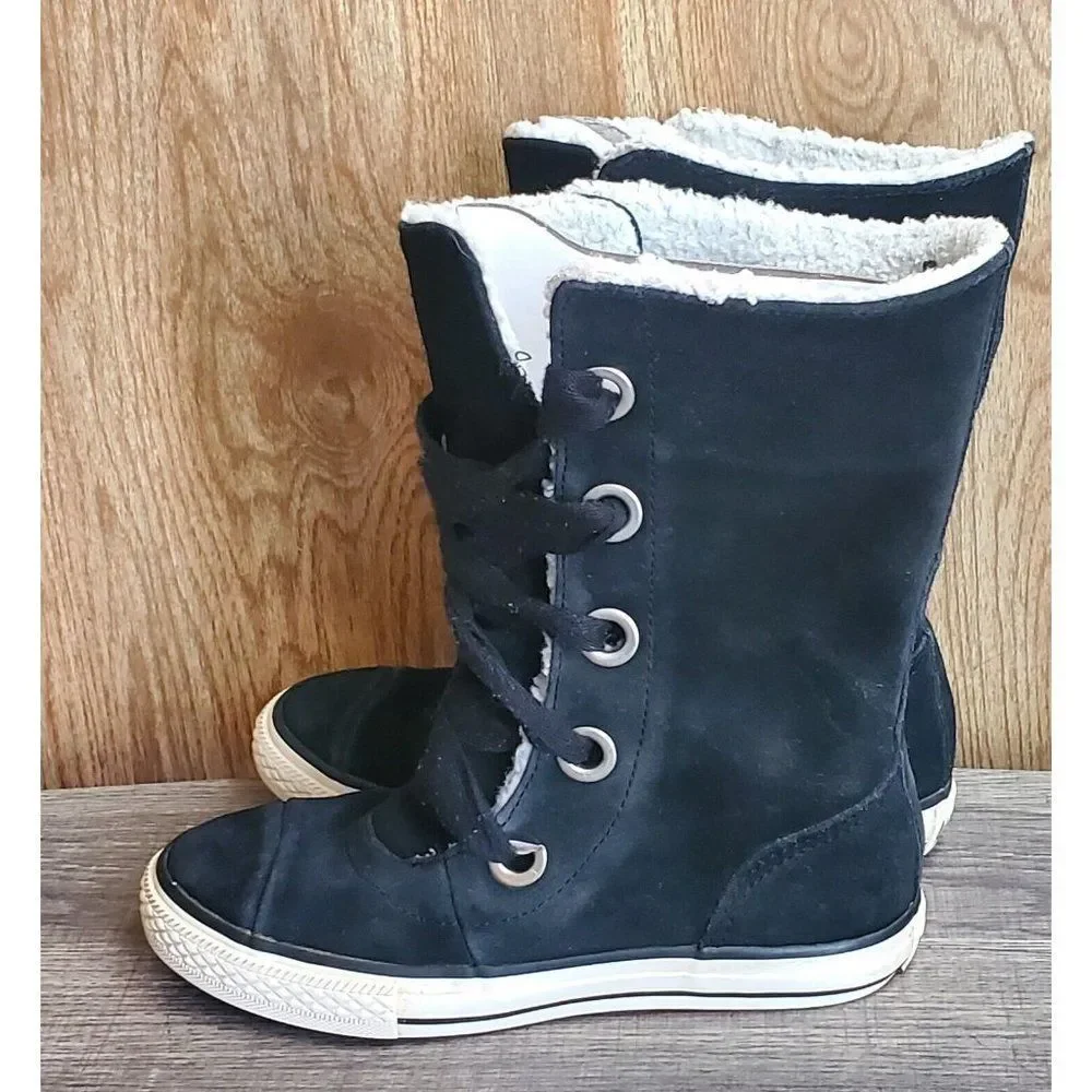 Converse Chuck Taylor All-Star Beverly Black Suede Lace-up Shoes‎ Size 1.5